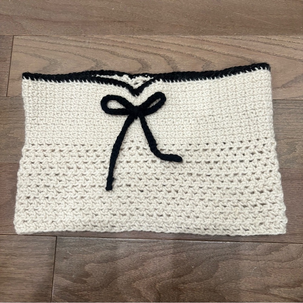 Black and white Handmade crochet tube top!